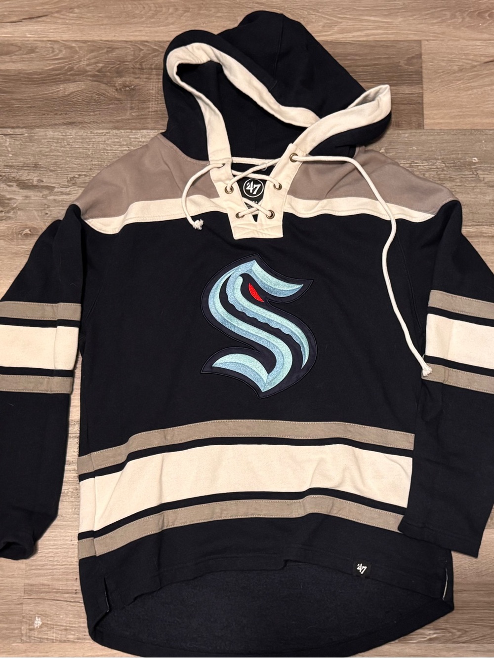 47 Seattle Kraken Grubauer Seattle S and Tan/Cream Stripes